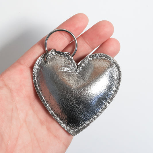 Large Puffy Heart Charm | Silver
