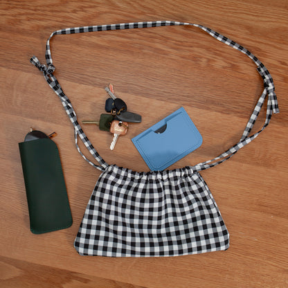 Drawstring Crossbody Bag | Gingham