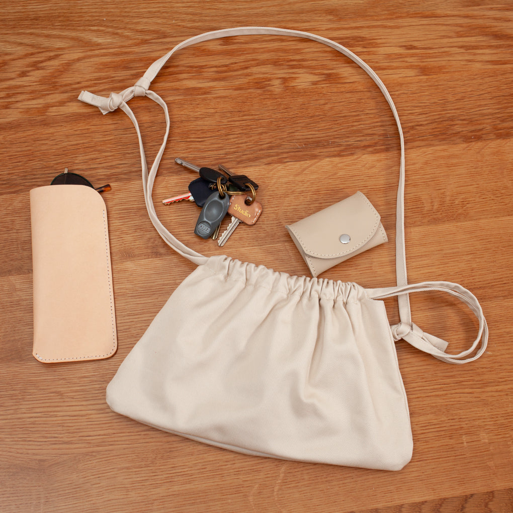 Drawstring Crossbody Bag | Khaki Twill