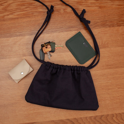 Drawstring Crossbody Bag | Midnight Twill