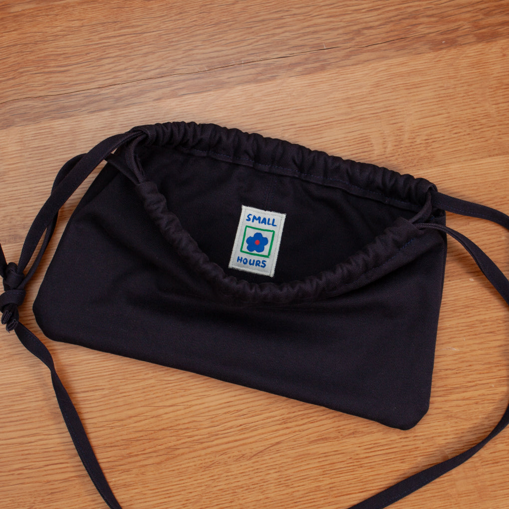 Drawstring Crossbody Bag | Midnight Twill