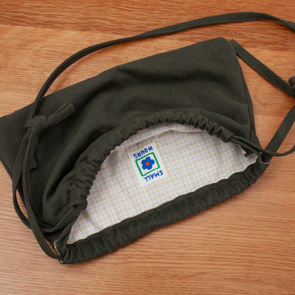 Drawstring Crossbody Bag | Olive Twill