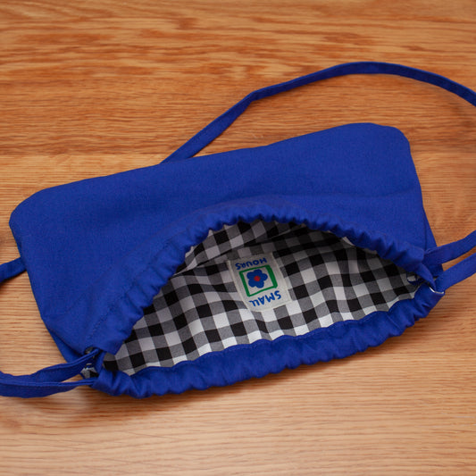 Drawstring Crossbody Bag | Royal Blue Twill