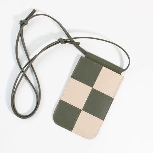 Phone Sling | Cream/Forest Check