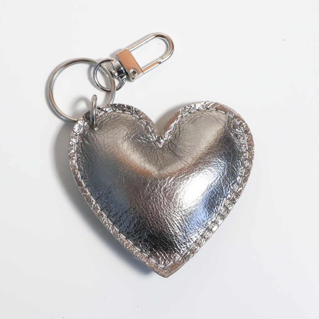 Large Puffy Heart Charm | Silver