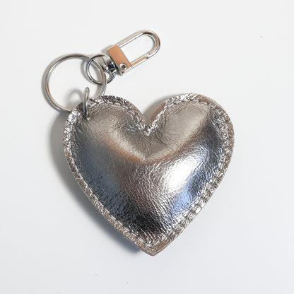 Large Puffy Heart Charm | Silver