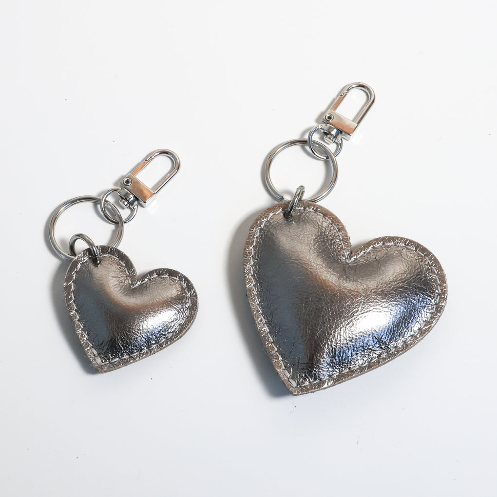 Large Puffy Heart Charm | Silver