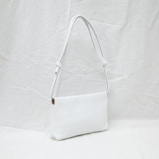 Kira Baguette Bag | White Pebbled